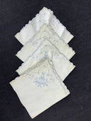 Lot of 4 Vintage Linen Blue Cocktail Napkins (10" x 10")