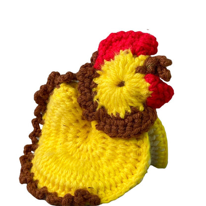 Handmade Crocheted Yellow Chicken Chic Pot Holder (Small, Cute)