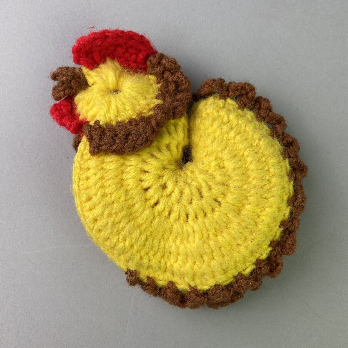 Handmade Crocheted Yellow Chicken Chic Pot Holder (Small, Cute)