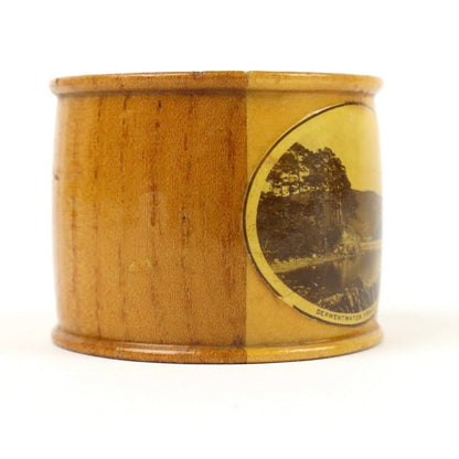 Antique Mauchline Napkin Ring Derwentwater.Friar Abbotsford (2" x 1.5")