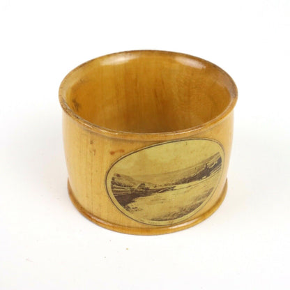 Antique Mauchline Napkin Ring 'Tweed' Abbotsford(2" diameter, 1.5" Width)