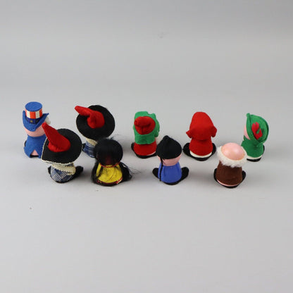 9 x Vintage handmade craft wooden/felt  people, dolls 3" tall