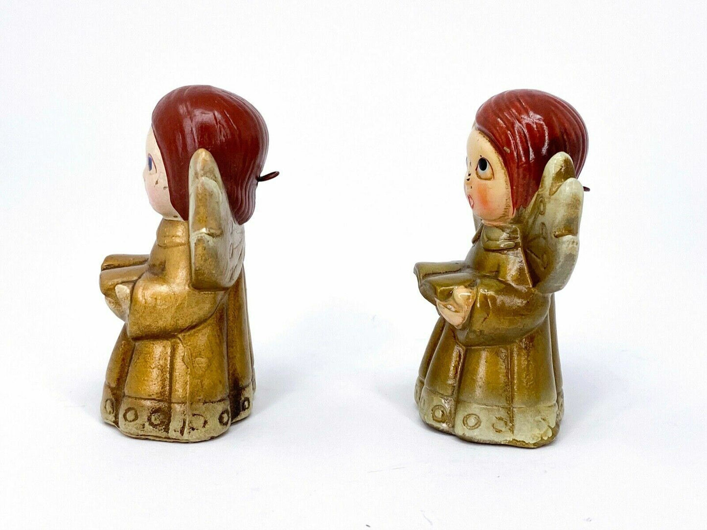 Lot of 2 Vintage Singing Angels Christmas Figurine Ornament