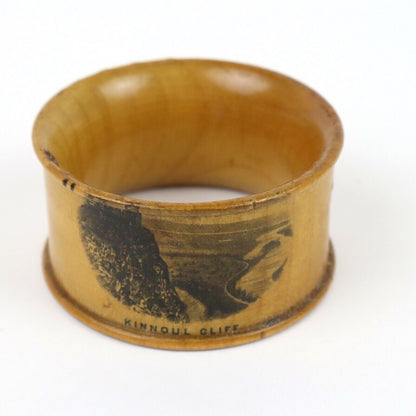 Antique Mauchline Napkin Ring 'Kinnoul Cliff' Abbotsford (2" diameter, 1" Width)