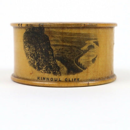 Antique Mauchline Napkin Ring 'Kinnoul Cliff' Abbotsford (2" diameter, 1" Width)