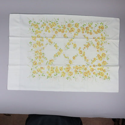 Set of Vintage Muslin Pillow Cases with Yellow Flowers (Made in USA)