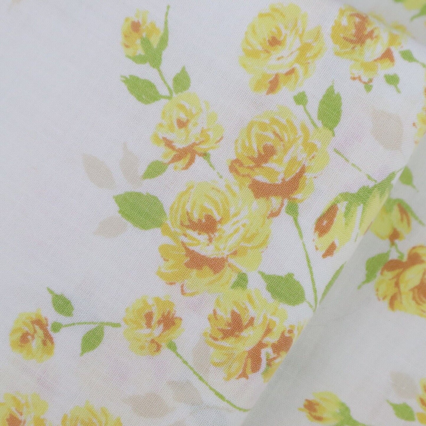 Set of Vintage Muslin Pillow Cases with Yellow Flowers (Made in USA)