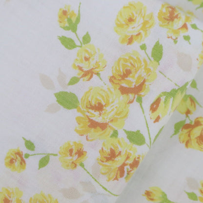 Set of Vintage Muslin Pillow Cases with Yellow Flowers (Made in USA)