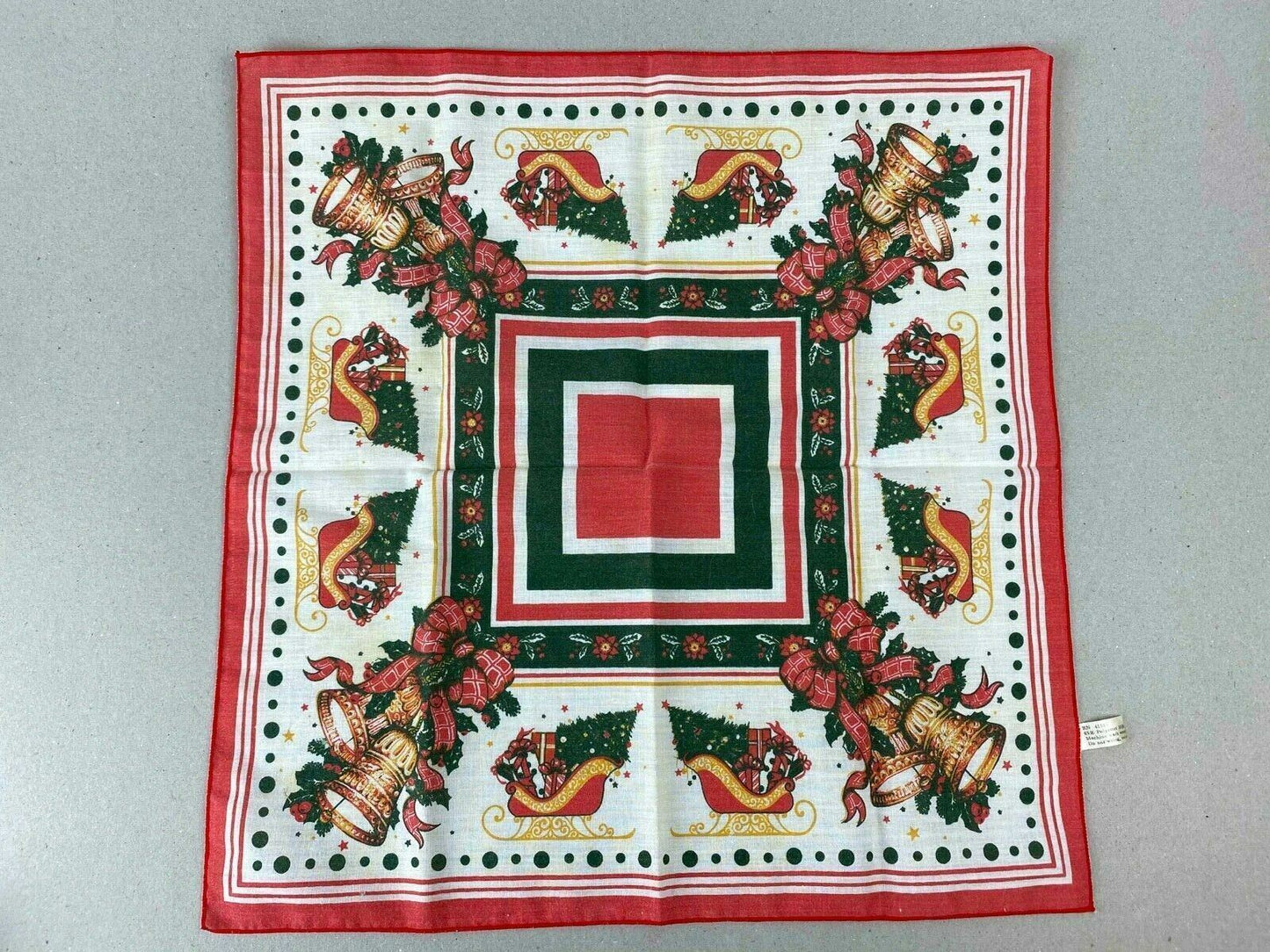 Lot of 10 -  Vintage Christmas Red/Green (Sled, Bells, Red Flowers) 16" x 16"