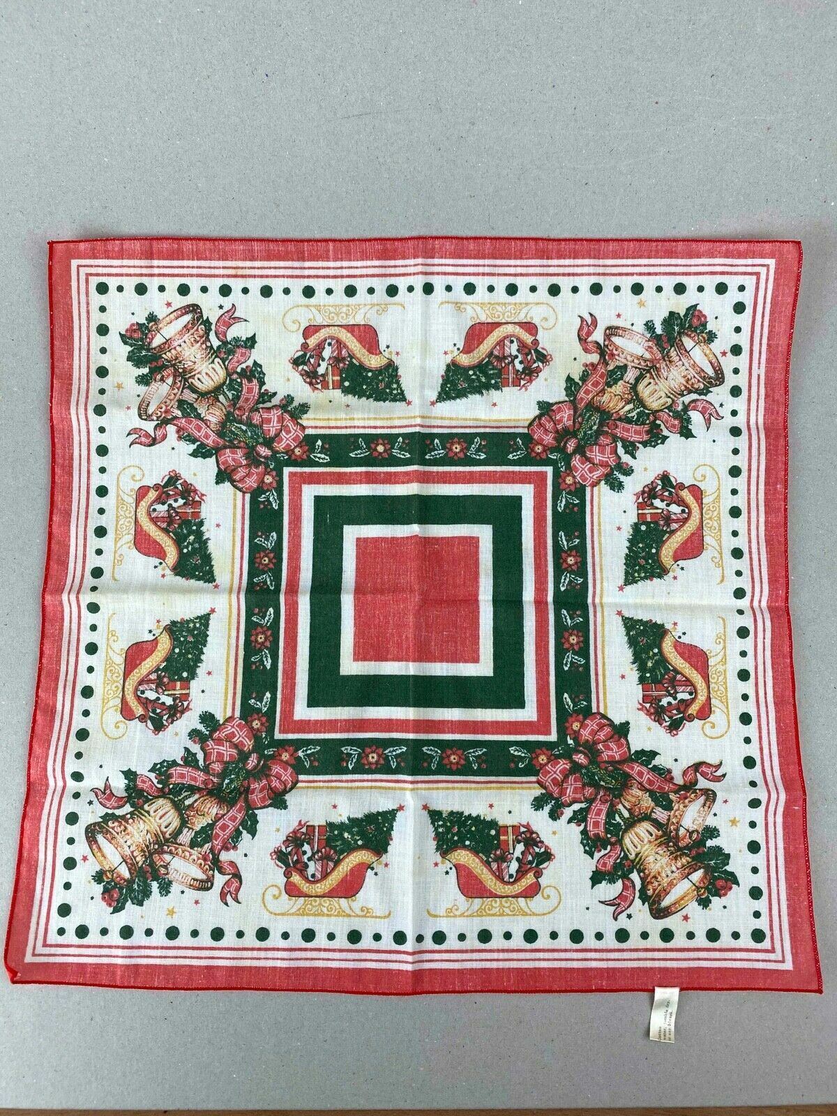 Lot of 10 -  Vintage Christmas Red/Green (Sled, Bells, Red Flowers) 16" x 16"