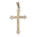 3" Tall .925 Sterling Silver Cross Pendant Necklace, Marked Joe Akind (F6)