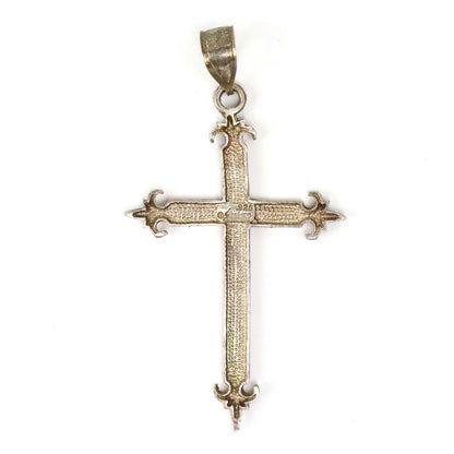 3" Tall .925 Sterling Silver Cross Pendant Necklace, Marked Joe Akind (F6)