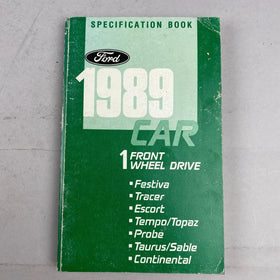 Ford 1989 Front Wheel Drive Car Specification Book, Festiva, Tracer, Topaz etc.