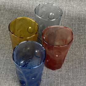 4 Vintage Mid-Century Colorful Decatur Tex Glass 14oz thumbprint (Texas)