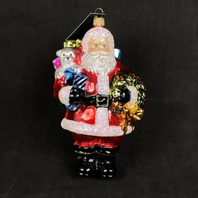 Glassware Art Studio Poland Santa Blown Glass Ornament Hand Painted