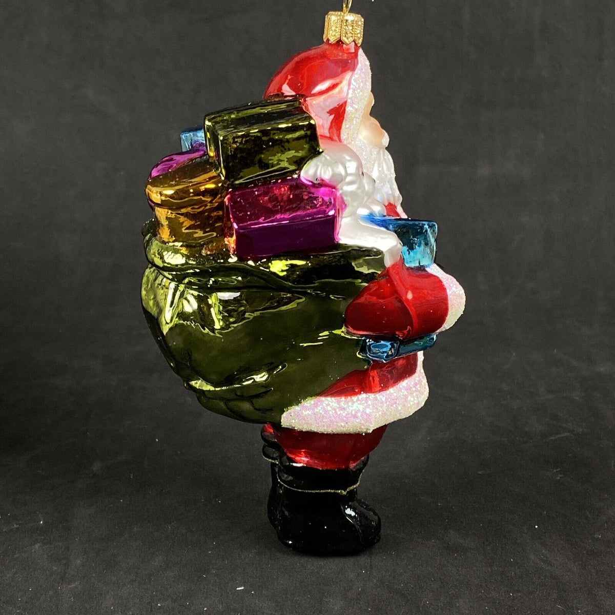 Glassware Art Studio Poland Santa Blown Glass Ornament Hand Painted