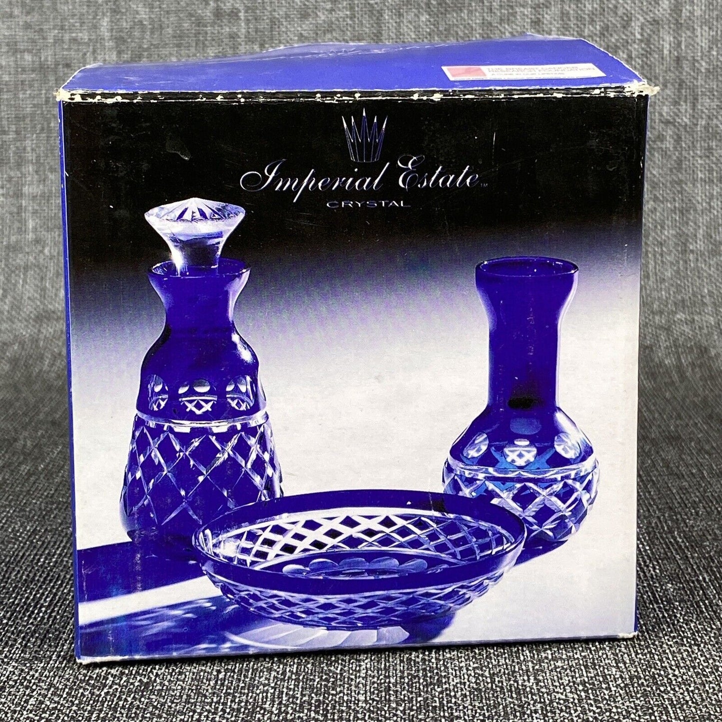 Imperial Estate Crystal Cobalt Blue Cut To Clear Crystal Vanity Set