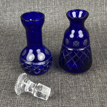 Imperial Estate Crystal Cobalt Blue Cut To Clear Crystal Vanity Set