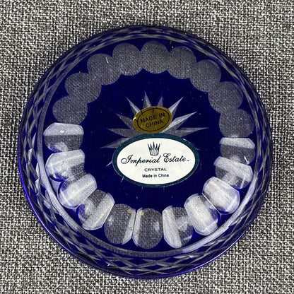 Imperial Estate Crystal Cobalt Blue Cut To Clear Crystal Vanity Set