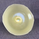 Tiffin Canary Yellow Satin Iridescent Vaseline Glass Pedestal Bowl (READ)