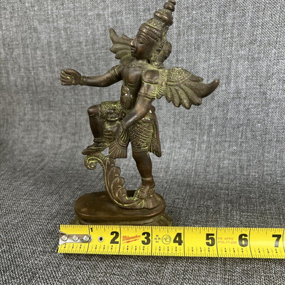 Antique Vintage Thai Hindu Lord Vishnu Garuda Wing Bronze Statue (READ) 7.5 inch