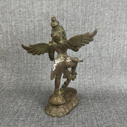 Antique Vintage Thai Hindu Lord Vishnu Garuda Wing Bronze Statue (READ) 7.5 inch