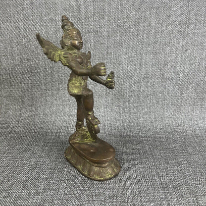 Antique Vintage Thai Hindu Lord Vishnu Garuda Wing Bronze Statue (READ) 7.5 inch