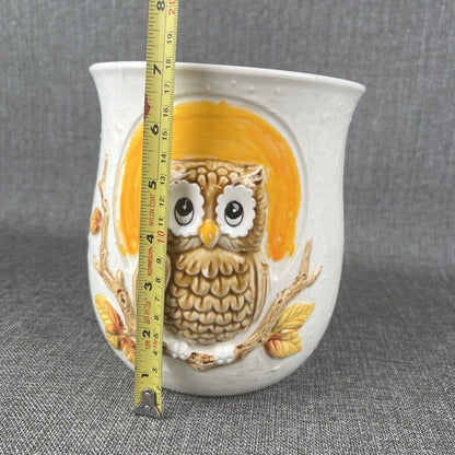 Vintage Owl Perched Cookie Jar Ceramic Mid Century, Small Owl on Top Salt,Pepper