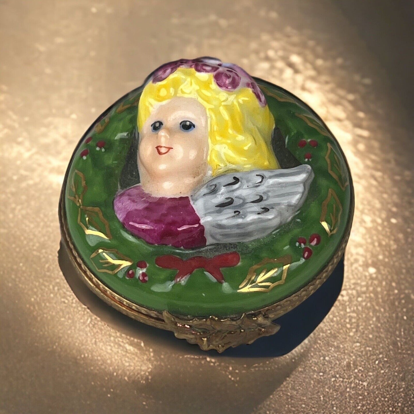 La Gloriette Limoges France Trinket Box Hand-Painted Angel