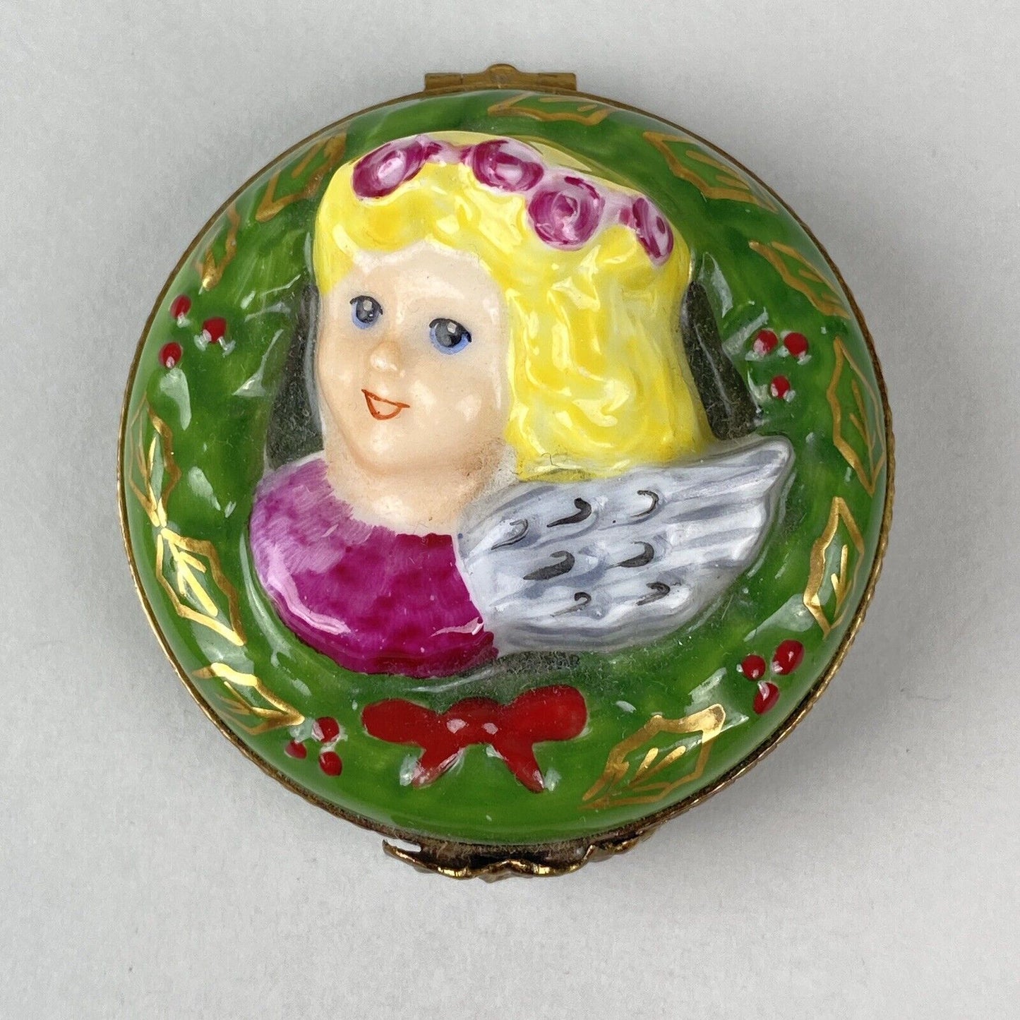 La Gloriette Limoges France Trinket Box Hand-Painted Angel