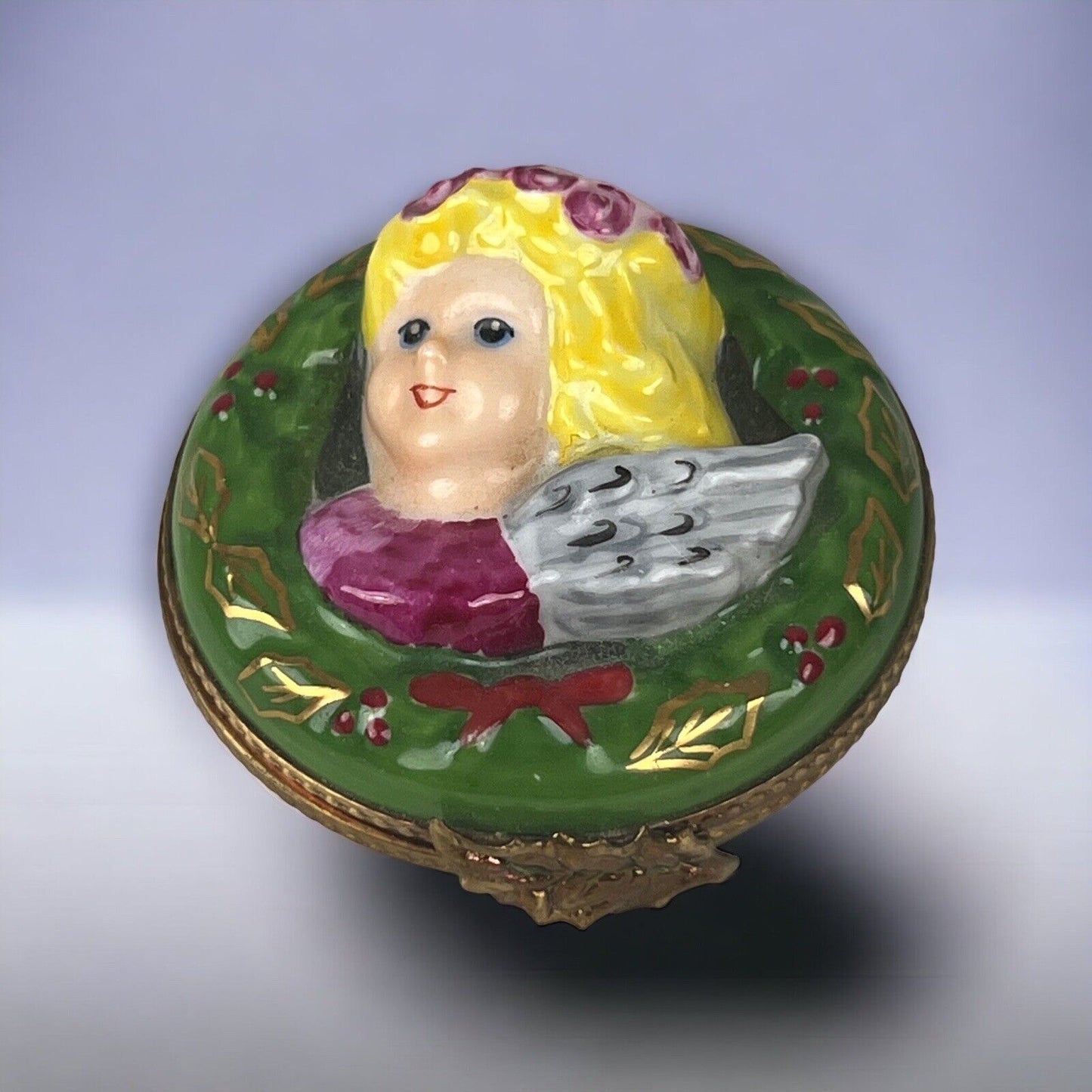 La Gloriette Limoges France Trinket Box Hand-Painted Angel