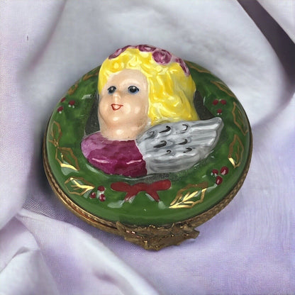 La Gloriette Limoges France Trinket Box Hand-Painted Angel