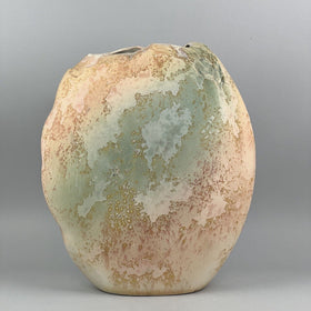TONY EVANS RAKU Studio Art Pottery Aqua Sphere Lucite Base Signed/Numbered 107