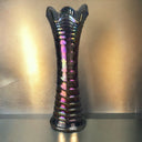 Vintage Electric Purple 12'' Amethyst Carnival Glass Vase Imperial Ripple