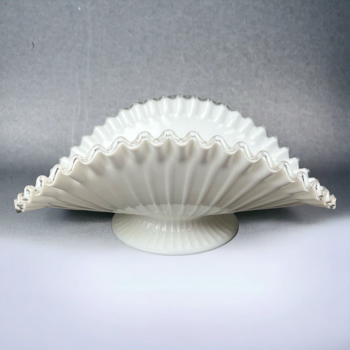 Fenton Milk Glass Ruffled Edge Serving Bowl 12"