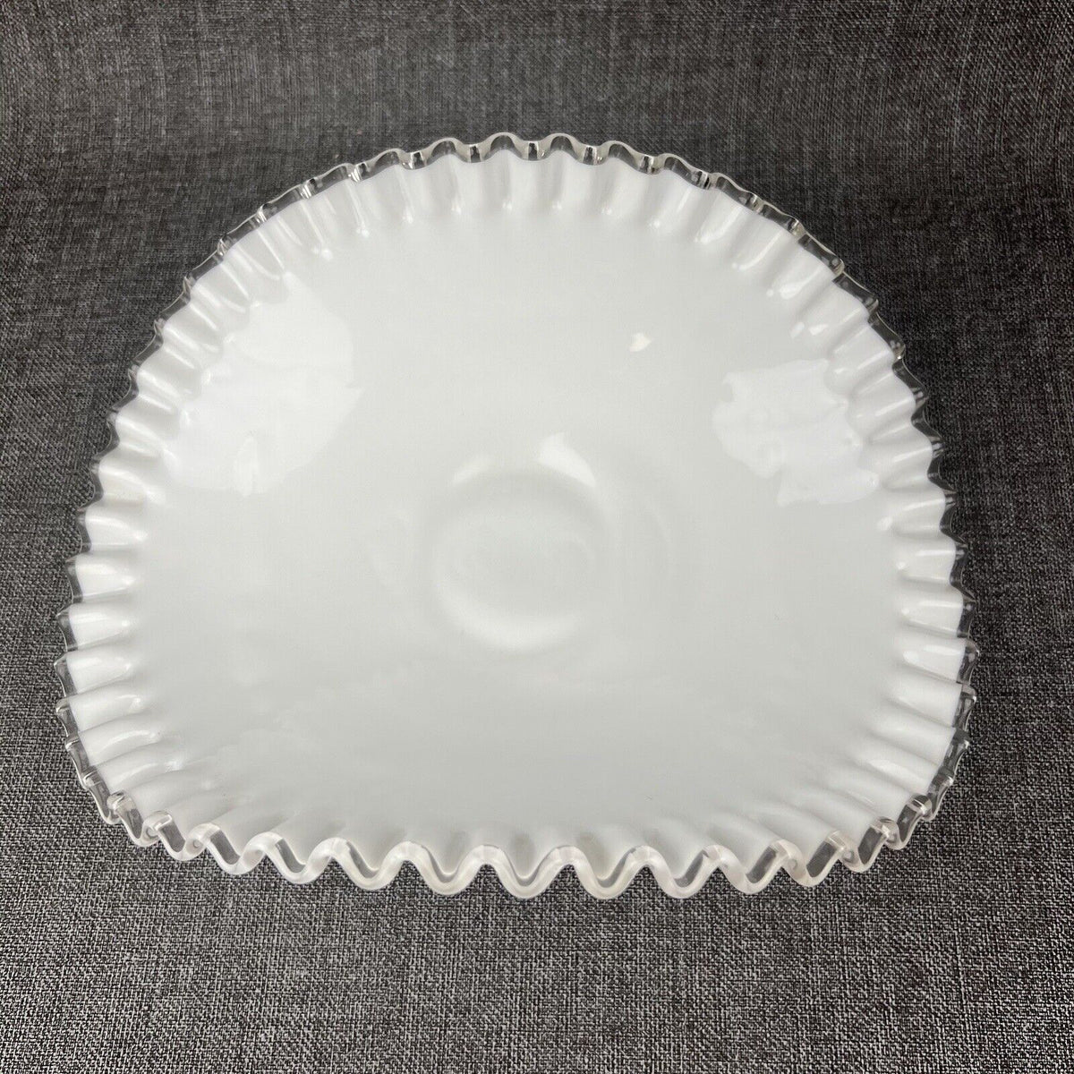 Fenton Milk Glass Ruffled Edge Serving Bowl 12"