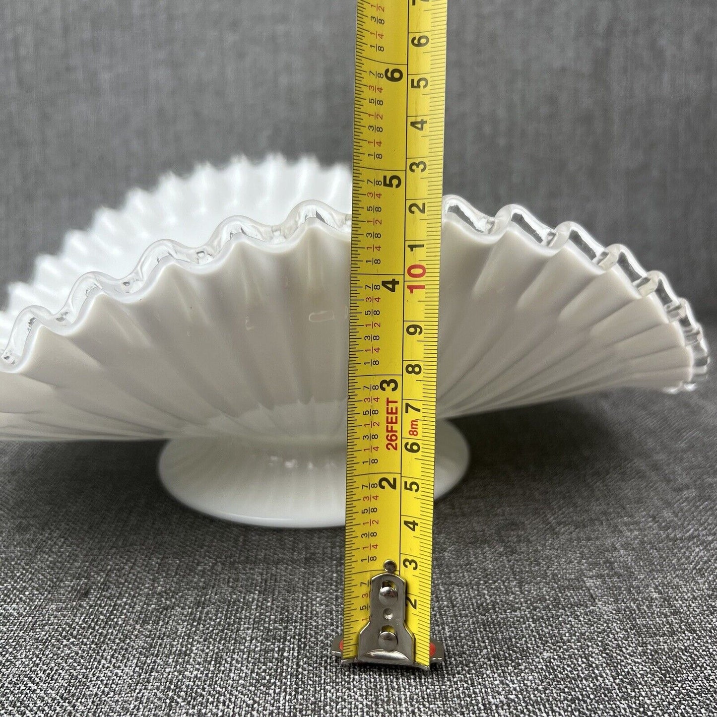 Fenton Milk Glass Ruffled Edge Serving Bowl 12"