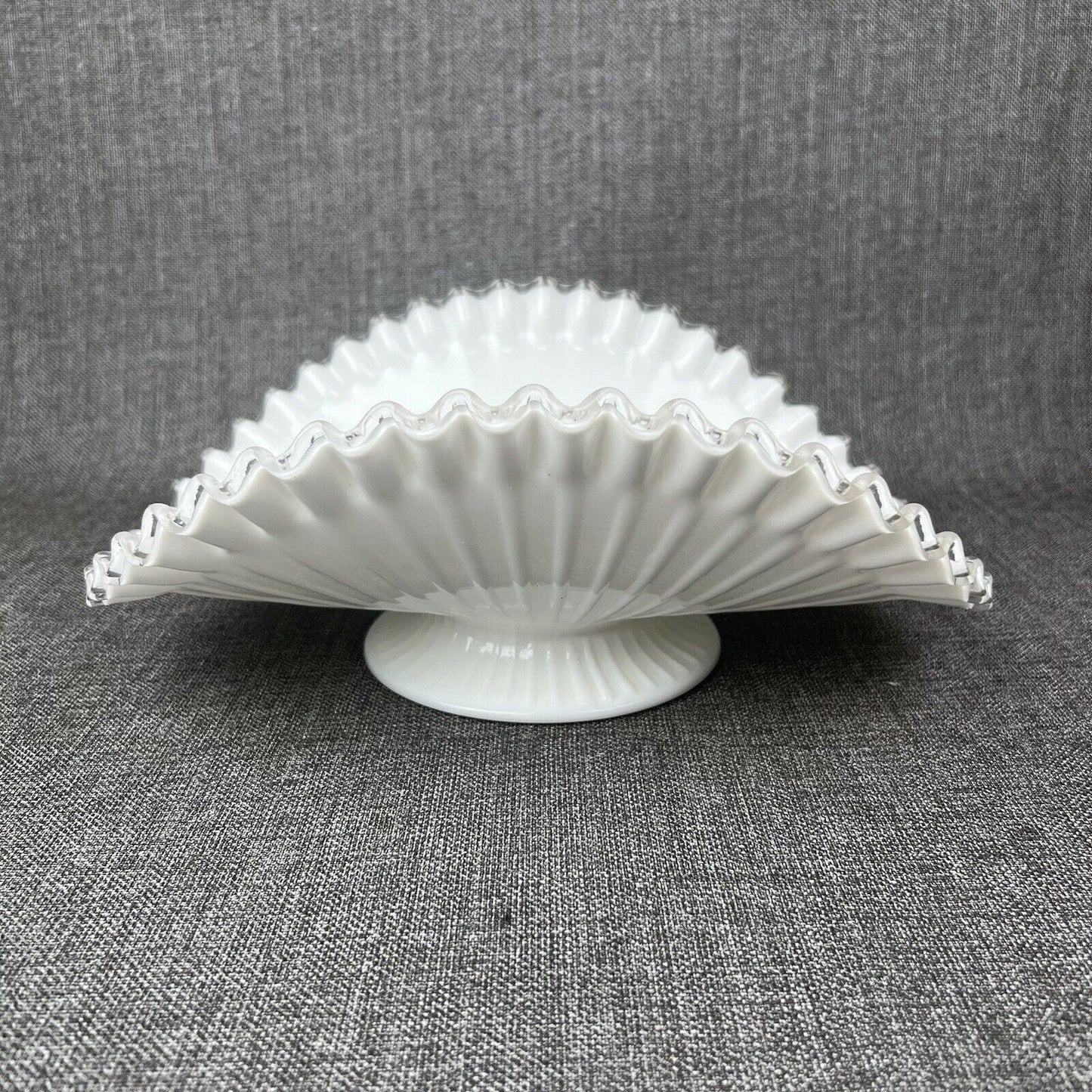 Fenton Milk Glass Ruffled Edge Serving Bowl 12"