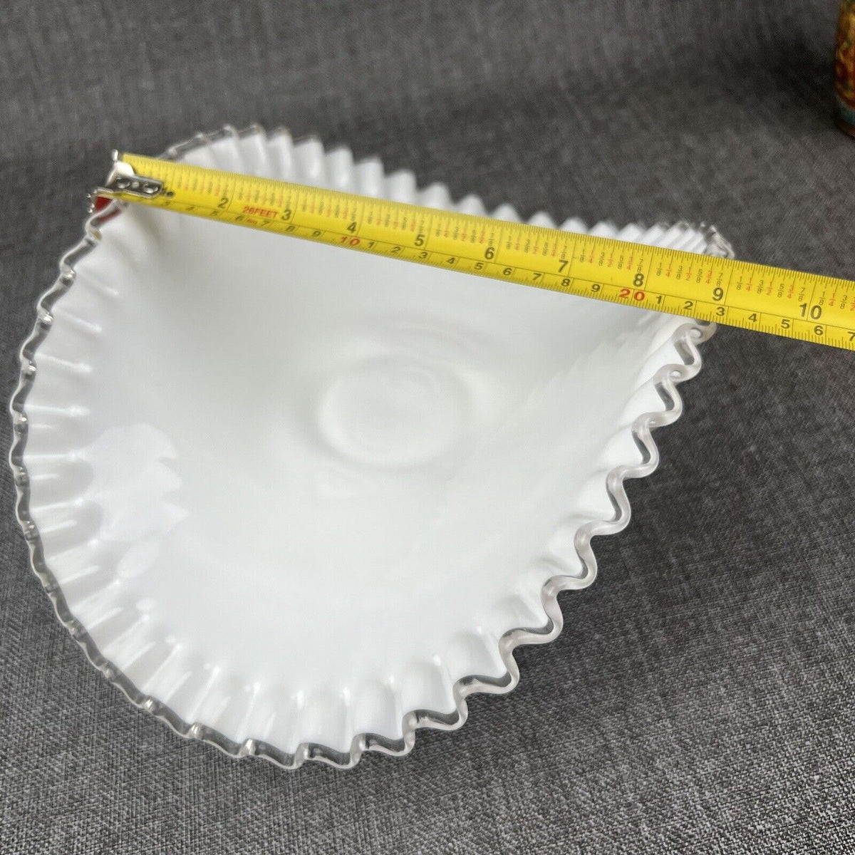 Fenton Milk Glass Ruffled Edge Serving Bowl 12"