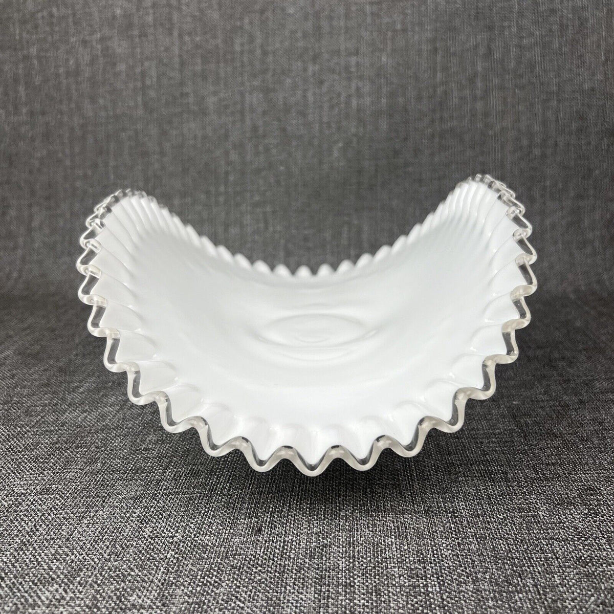 Fenton Milk Glass Ruffled Edge Serving Bowl 12"