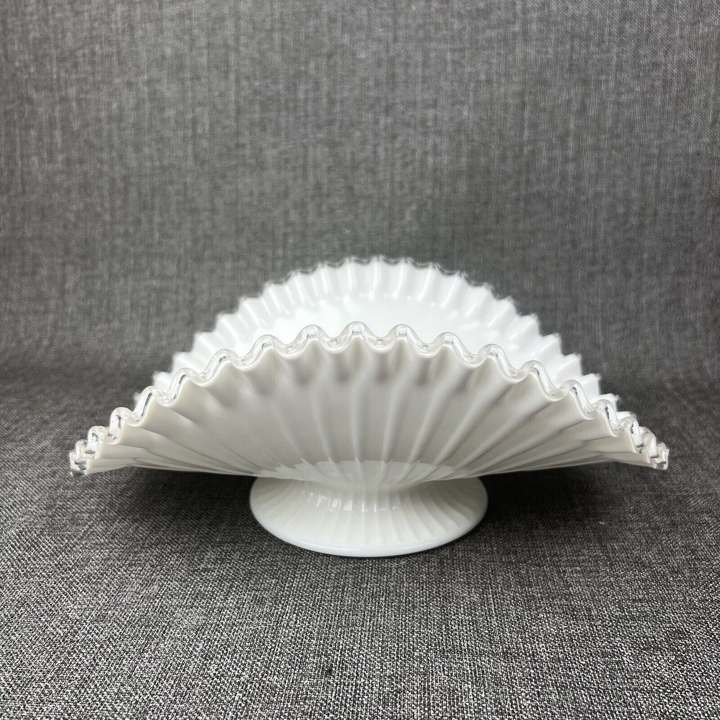 Fenton Milk Glass Ruffled Edge Serving Bowl 12"