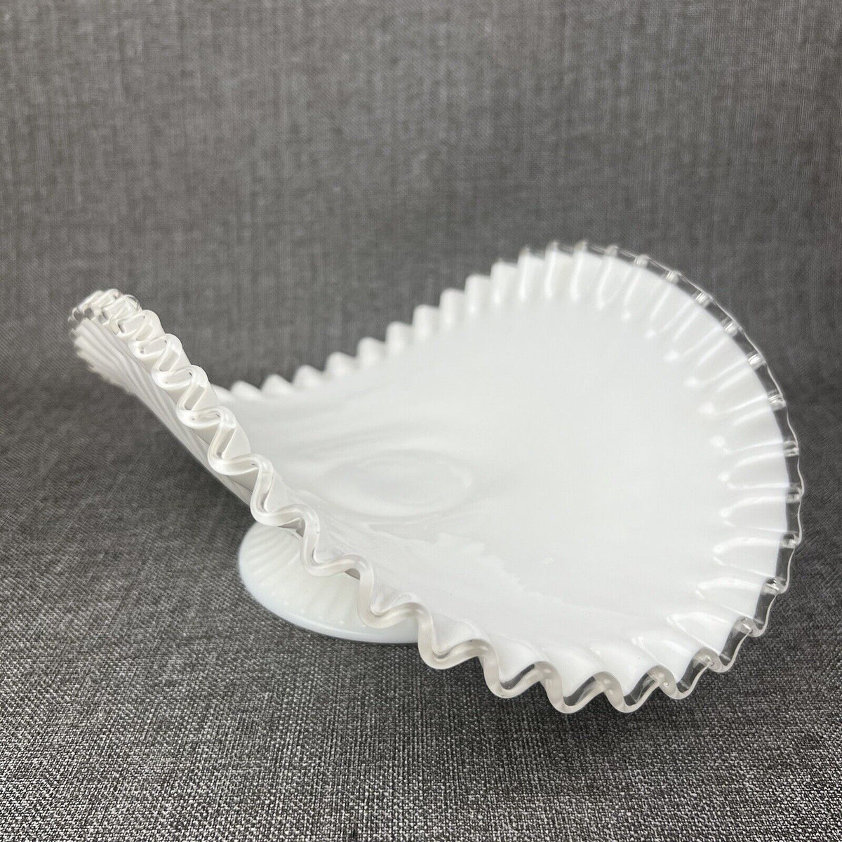 Fenton Milk Glass Ruffled Edge Serving Bowl 12"