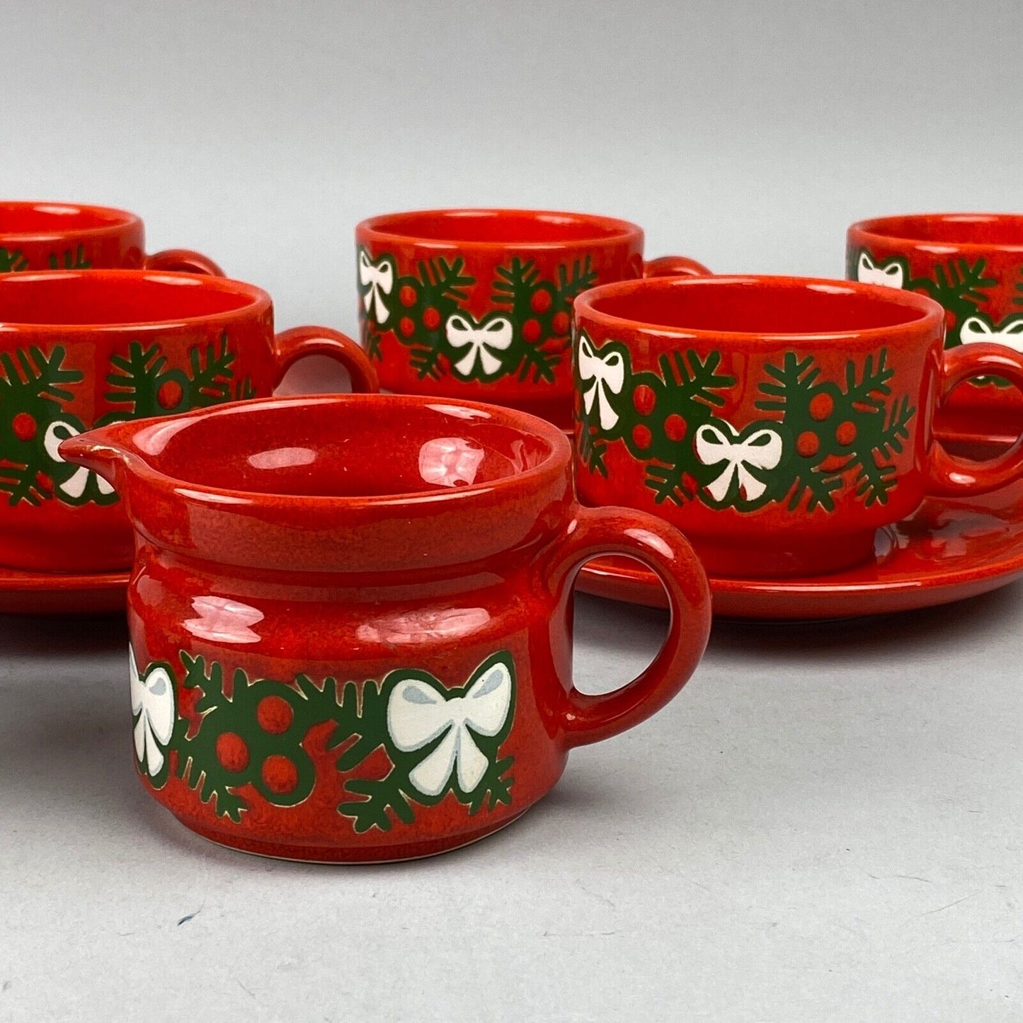 Waechtersbach GERMAN Christmas, 7 Mugs, Saucer, Creamer & Sugar Bowl