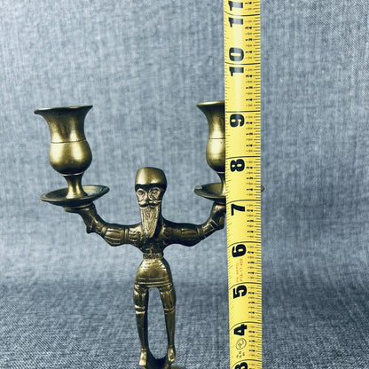 Pair of Solid Brass  Candle Holders - Old Man with Beard