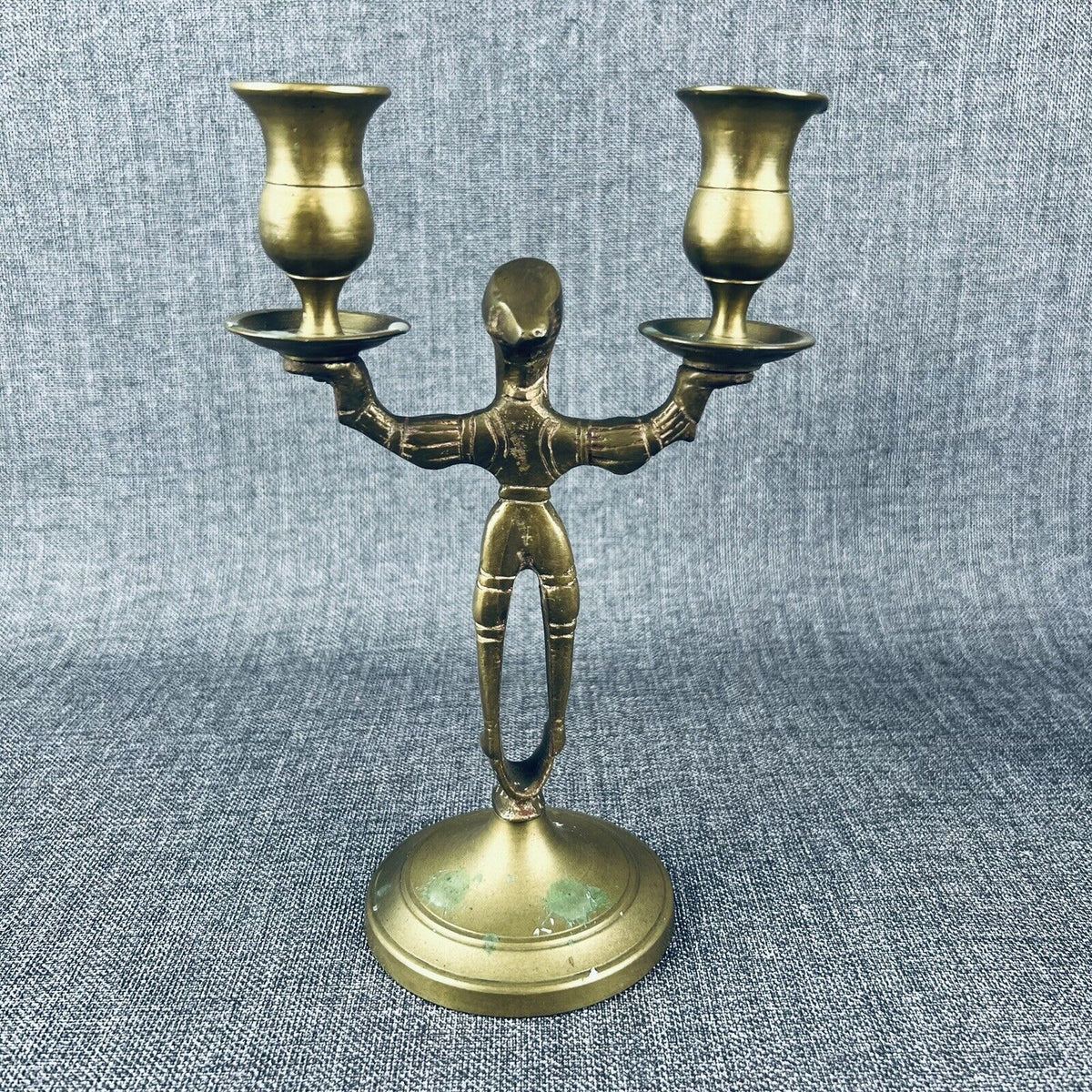 Pair of Solid Brass  Candle Holders - Old Man with Beard