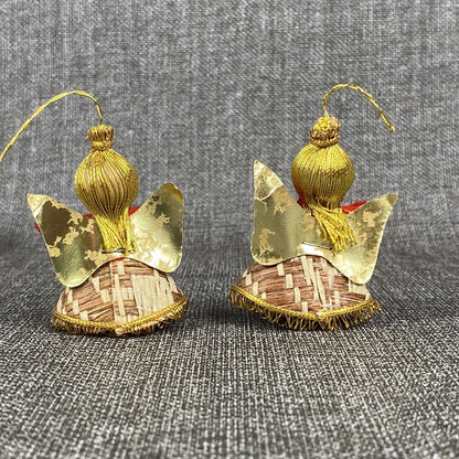 5 Thin Shaved wood German Hirschmann Christmas Ornaments Angel Vtg  Erzgebirge