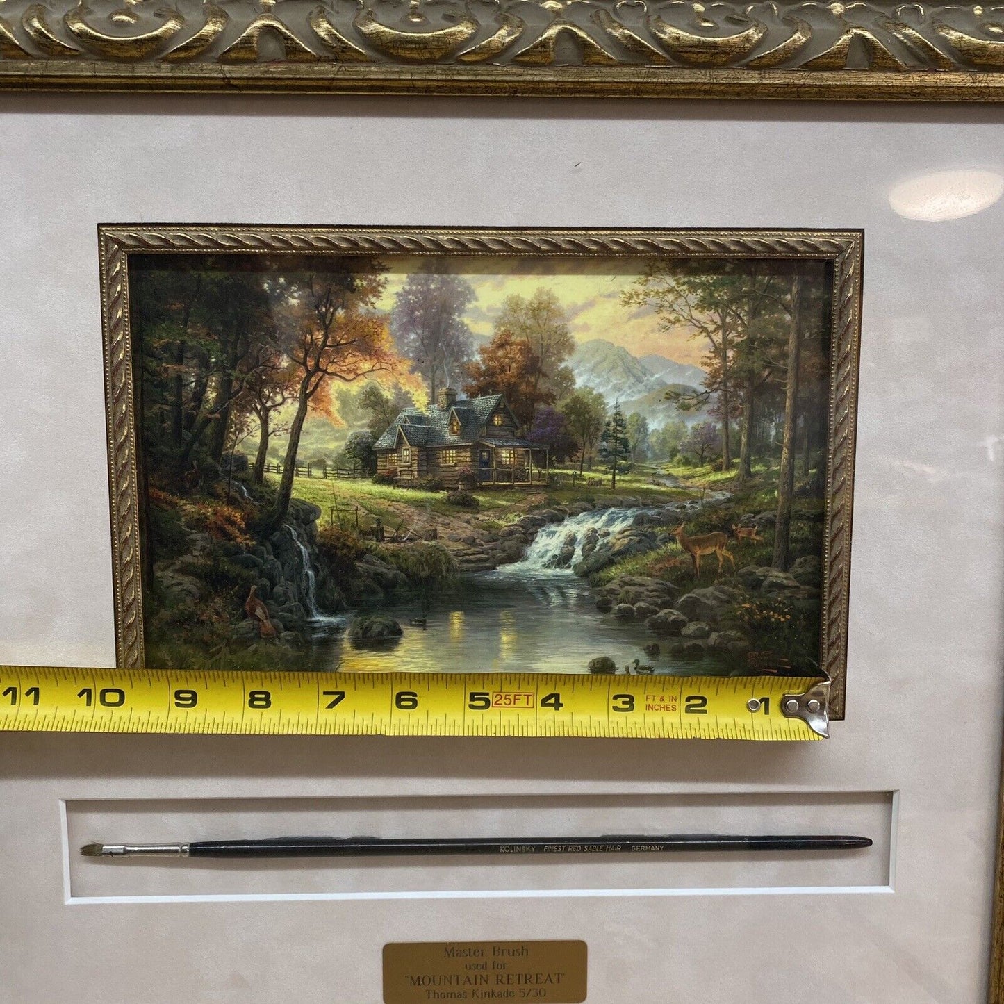 The Mountain Retreat By Thomas Kinkade with Paint Brush - Conservation Glass