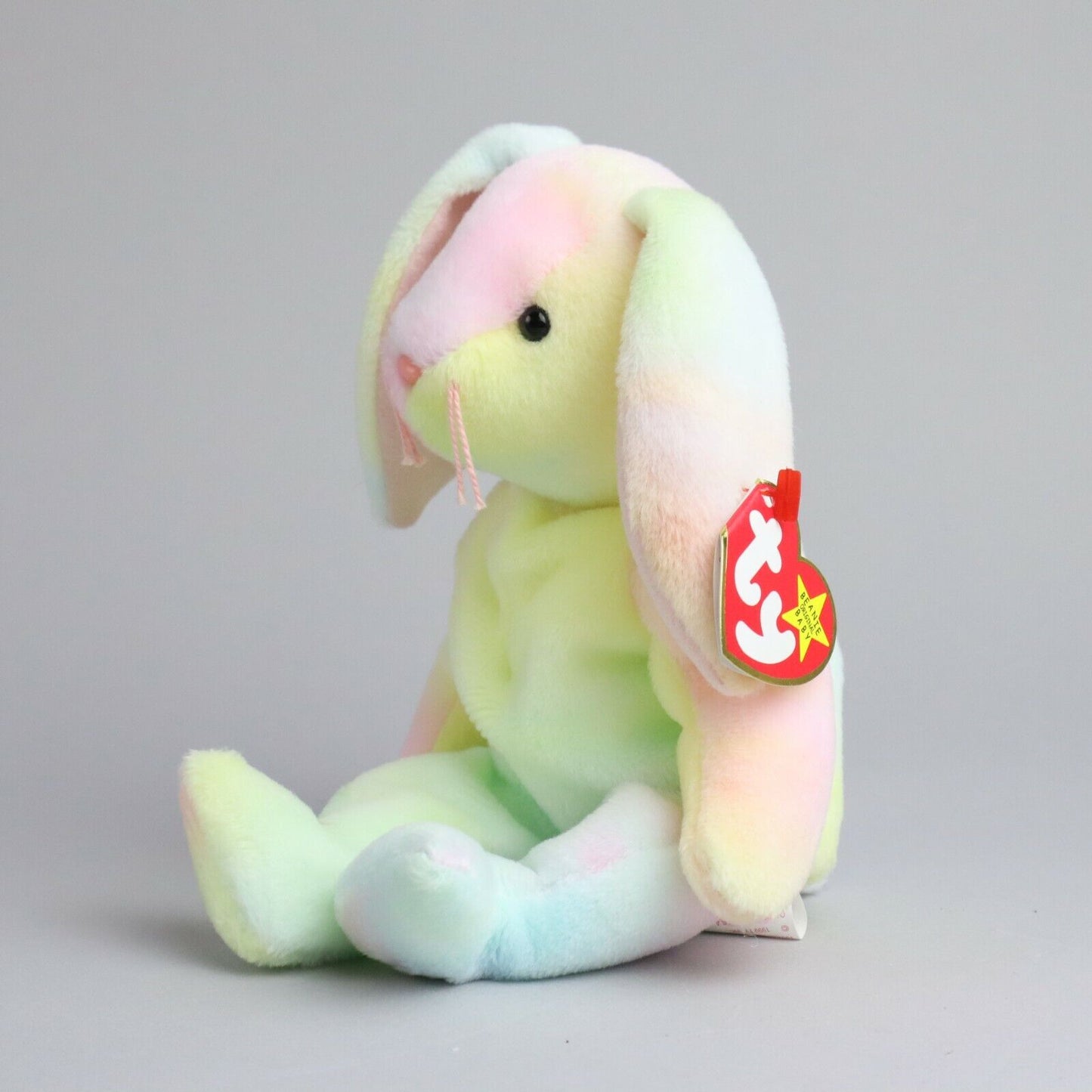 Vintage TY The Original Beanie Babies Hippie, Bunny Rabbit Stuffed Animal w/Case