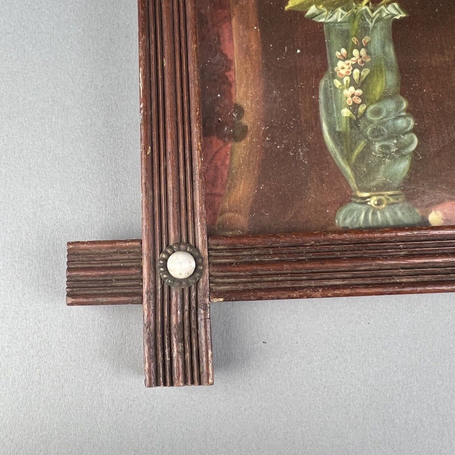 Antique Rectangular Wood Decorative Frame with Glass 17.5" x 13.5"