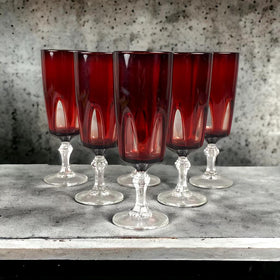 Set of 6 Luminarc France Wine Champagne Glasses Ruby to Clear